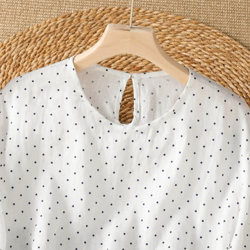 Nimara Ritual Summer Casual Polka Dot Ruffled Hem Women's Short Sleeve T-Shirts