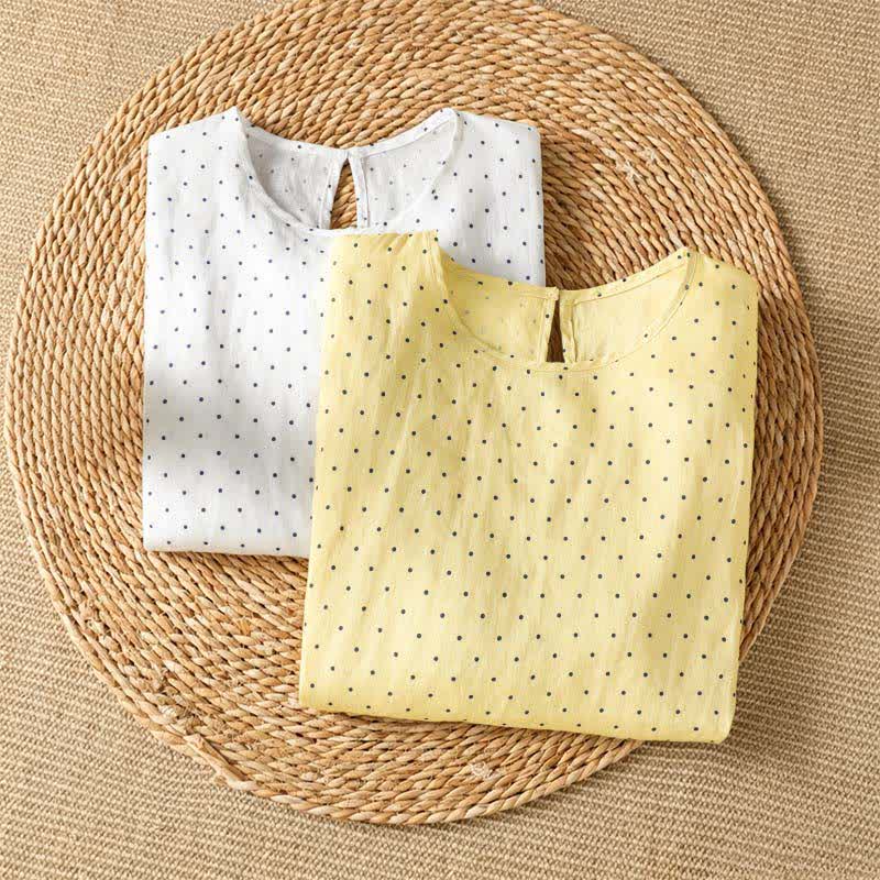 Nimara Ritual Summer Casual Polka Dot Ruffled Hem Women's Short Sleeve T-Shirts
