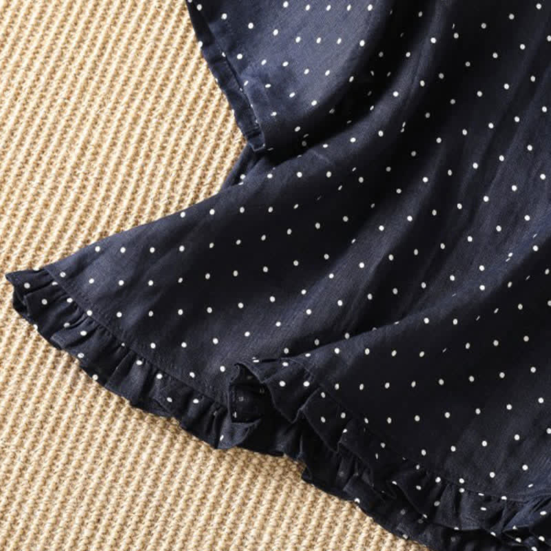 Nimara Ritual Summer Casual Polka Dot Ruffled Hem Women's Short Sleeve T-Shirts