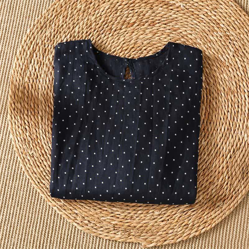 Nimara Ritual Summer Casual Polka Dot Ruffled Hem Women's Short Sleeve T-Shirts