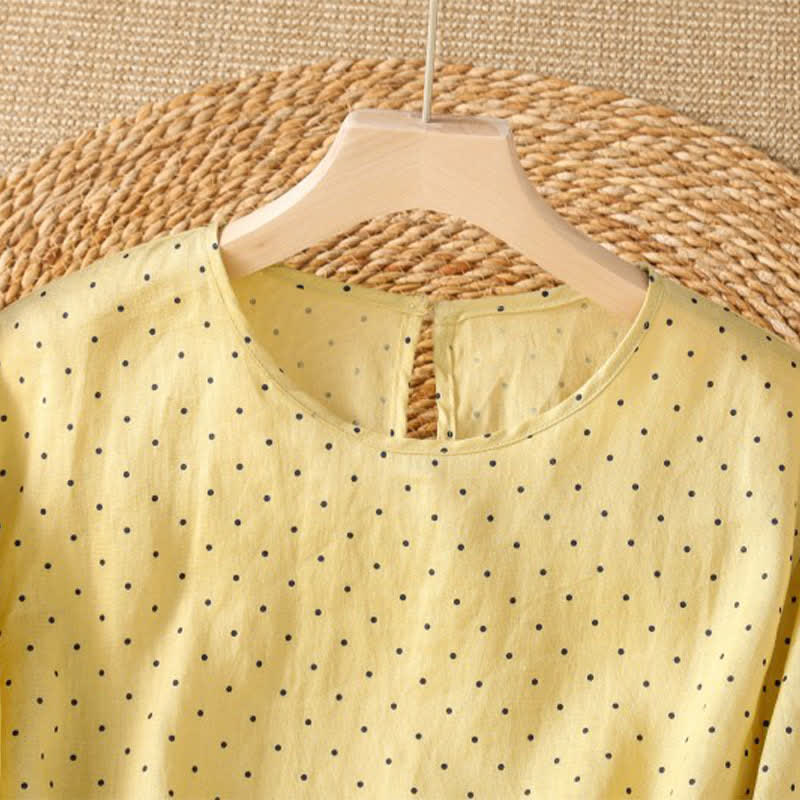 Nimara Ritual Summer Casual Polka Dot Ruffled Hem Women's Short Sleeve T-Shirts