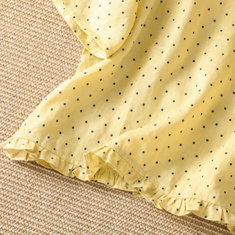 Nimara Ritual Summer Casual Polka Dot Ruffled Hem Women's Short Sleeve T-Shirts