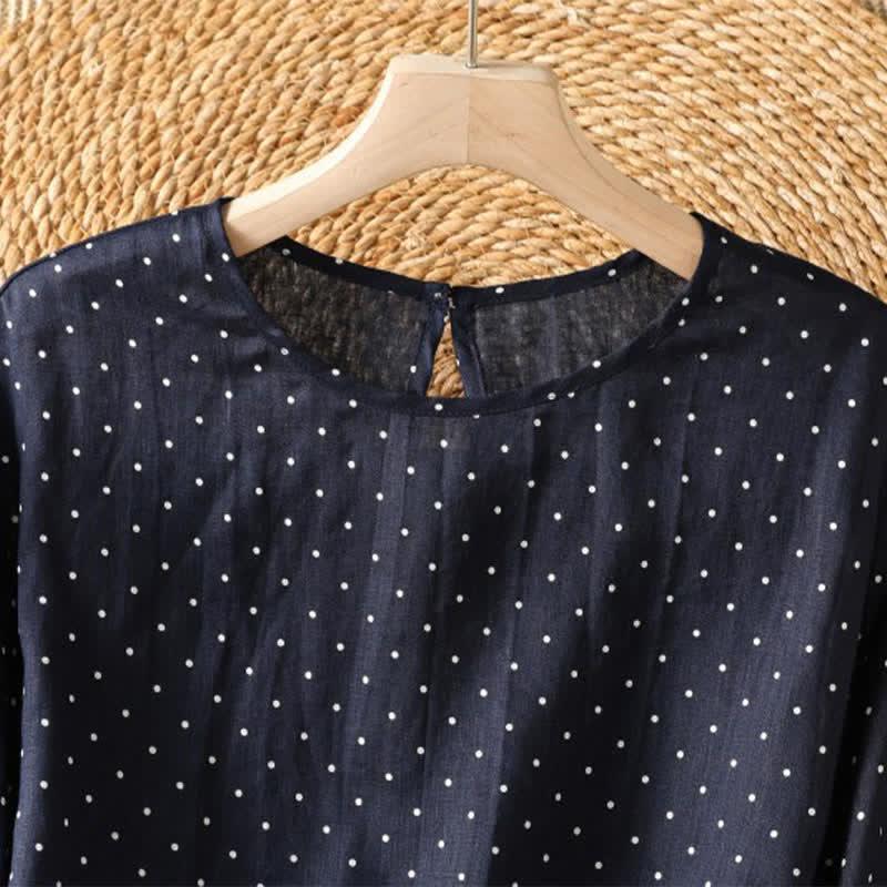 Nimara Ritual Summer Casual Polka Dot Ruffled Hem Women's Short Sleeve T-Shirts