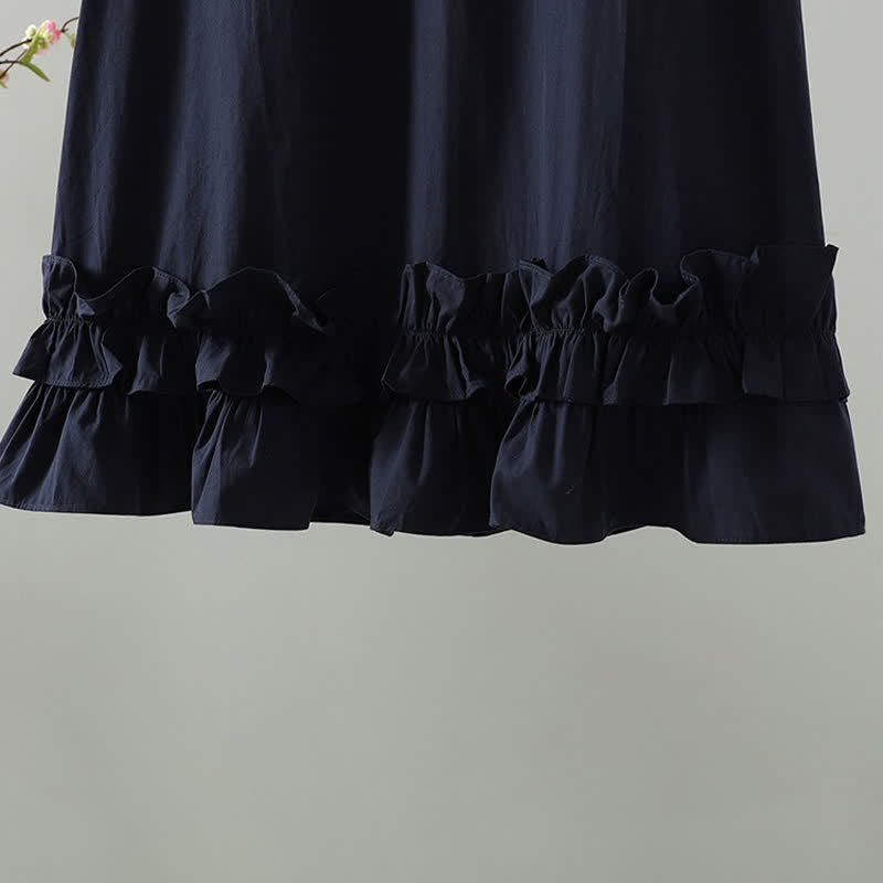 Nimara Ritual Summer Casual Minimalist Solid Ruffle Hem Women's Short Sleeve Dress