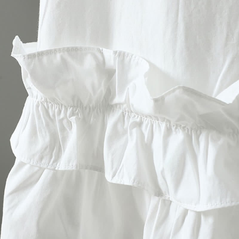 Nimara Ritual Summer Casual Minimalist Solid Ruffle Hem Women's Short Sleeve Dress