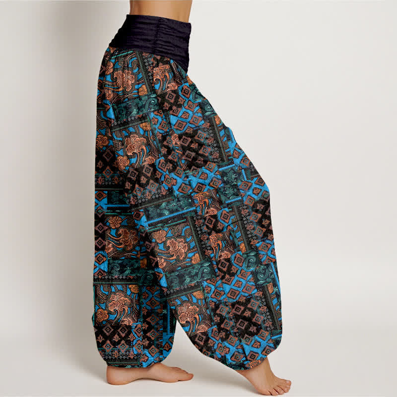 Nimara Ritual Pure Cotton Bohemian Geometric Pattern Women's Elastic Waist Harem Pants