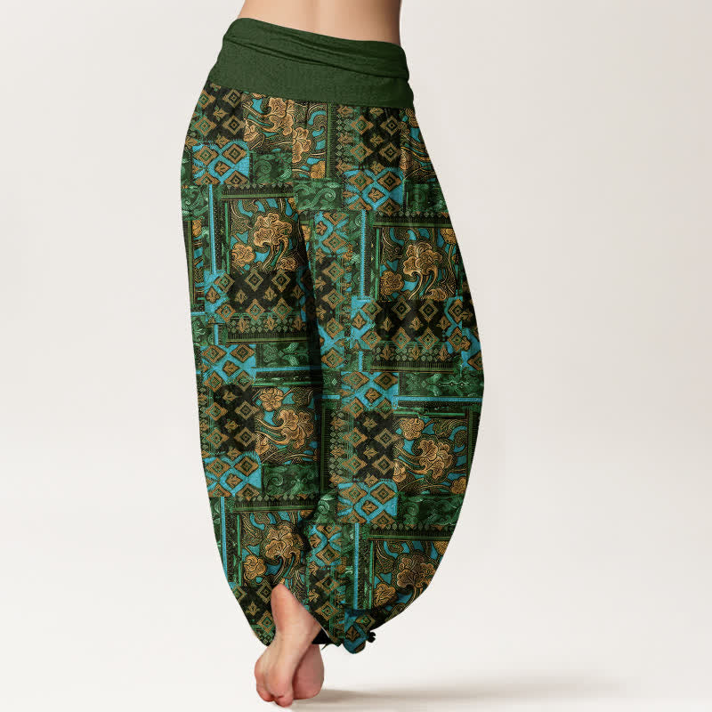 Nimara Ritual Pure Cotton Bohemian Geometric Pattern Women's Elastic Waist Harem Pants