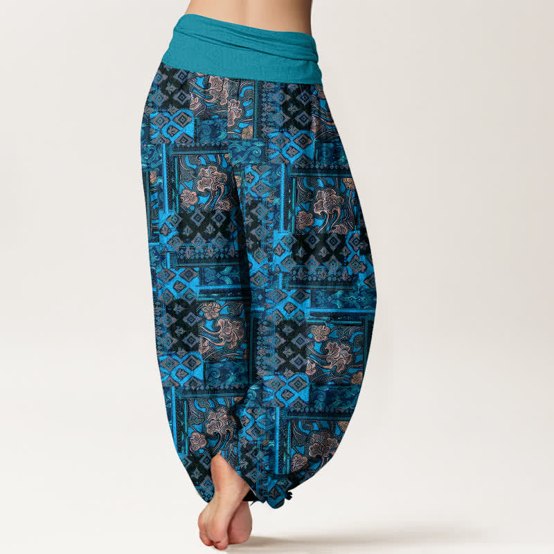 Nimara Ritual Pure Cotton Bohemian Geometric Pattern Women's Elastic Waist Harem Pants