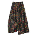 Nimara Ritual Cotton Linen Floral Folk-inspired Pattern Women's Elastic Waist Wide Leg Pants With Pockets
