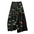 Nimara Ritual Cotton Linen Lotus Leaf Koi Fish Ripple Pattern Women's Elastic Waist Wide Leg Pants With Pockets