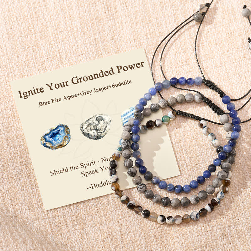 Nimara Ritual 3pcs "Ignite Your Grounded Power" Fire Agate Truth Bracelet Includes Gift Message Card