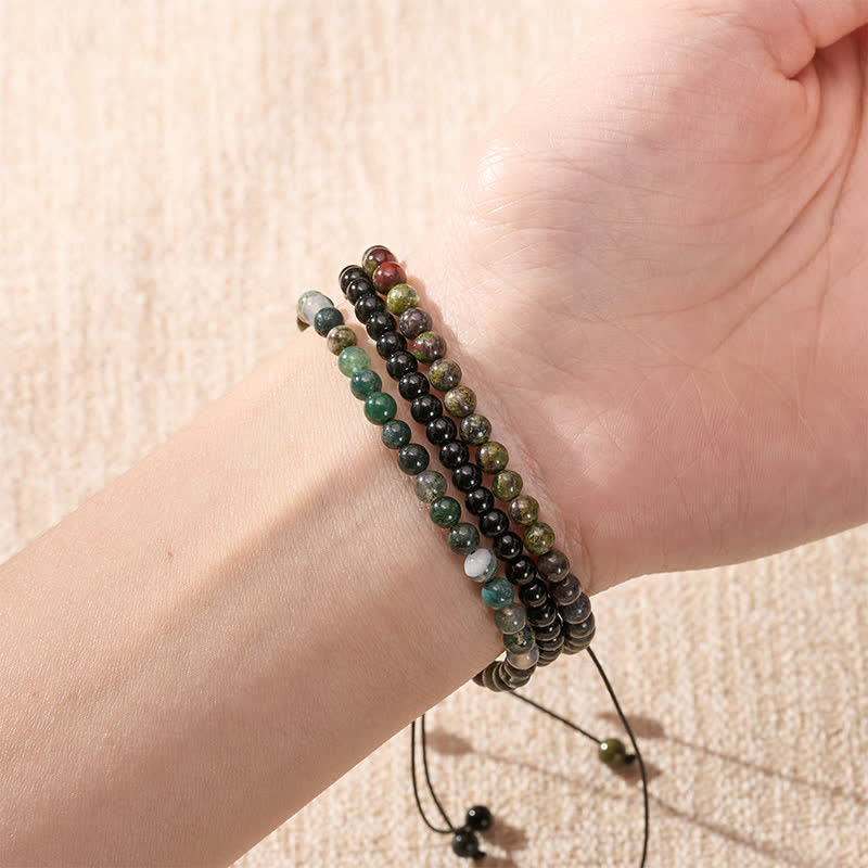 Nimara Ritual 3pcs "Reclaim Your Vital Energy" Indian Agate Transformation Bracelet Includes Gift Message Card