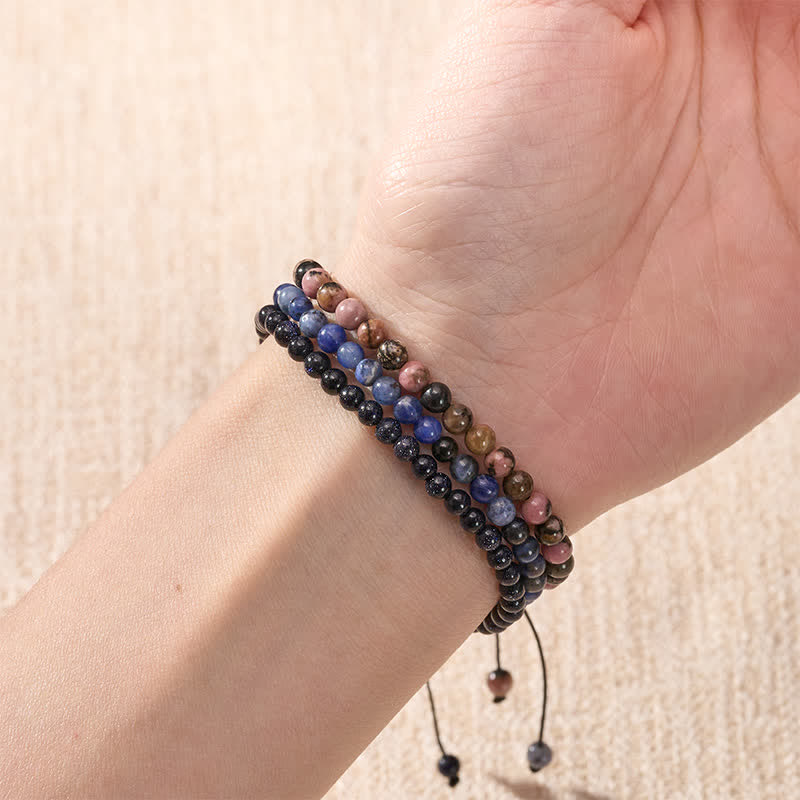 Nimara Ritual 3pcs "Find Inner Clarity" Rhodonite Transformation Bracelet Includes Gift Message Card