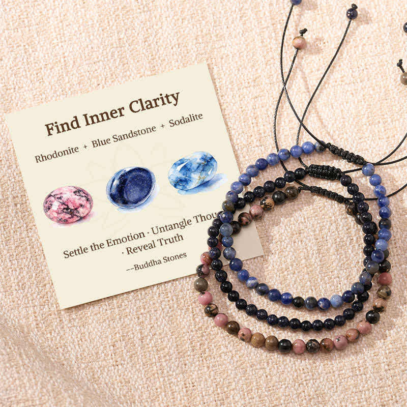 Nimara Ritual 3pcs "Find Inner Clarity" Rhodonite Transformation Bracelet Includes Gift Message Card