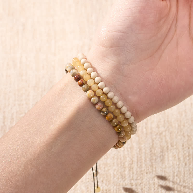 Nimara Ritual 3pcs "Return to Stillness" White Fossil Grounding Bracelet Includes Gift Message Card