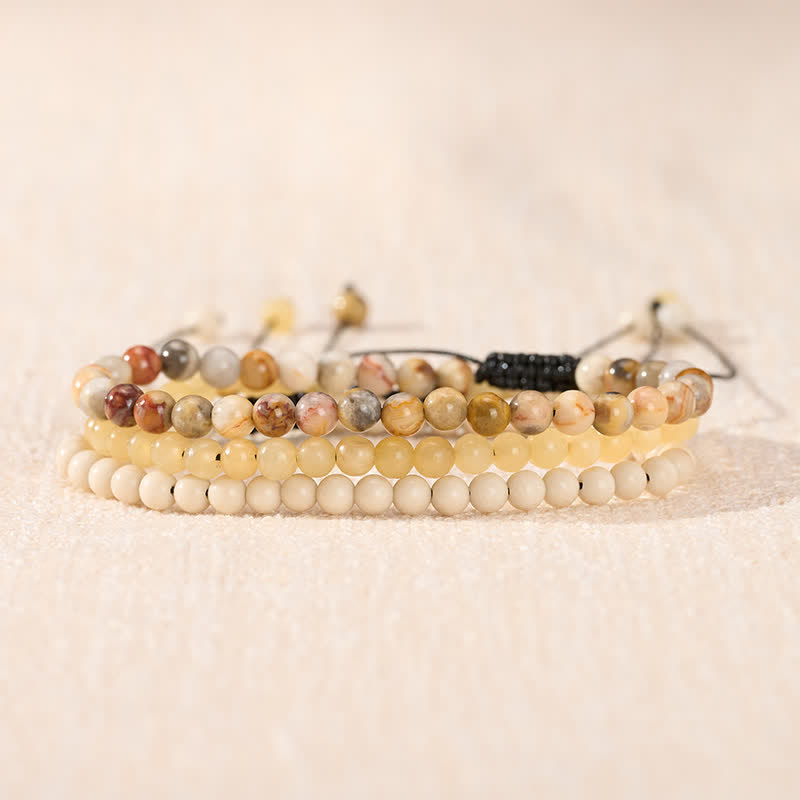 Nimara Ritual 3pcs "Return to Stillness" White Fossil Grounding Bracelet Includes Gift Message Card