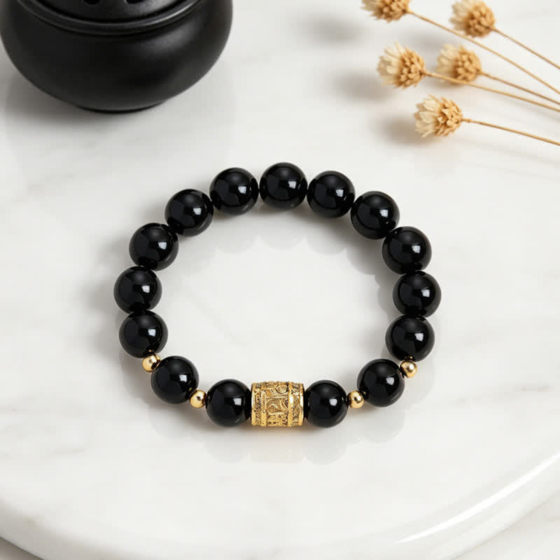 Nimara Ritual Tiger Eye Black Obsidian Courage Beads Bracelet