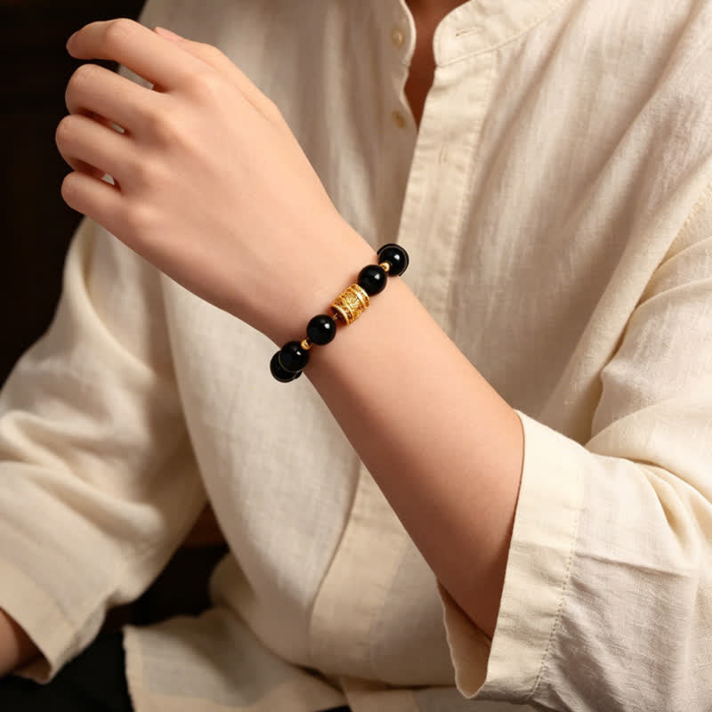 Nimara Ritual Tiger Eye Black Obsidian Courage Beads Bracelet