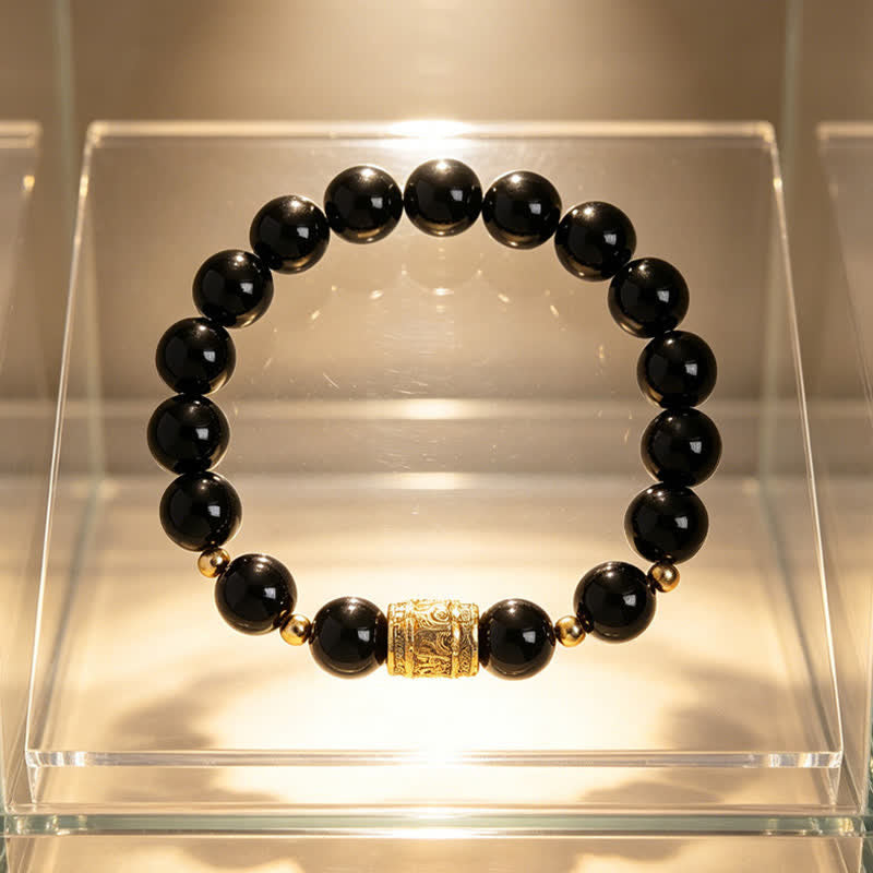 Nimara Ritual Tiger Eye Black Obsidian Courage Beads Bracelet