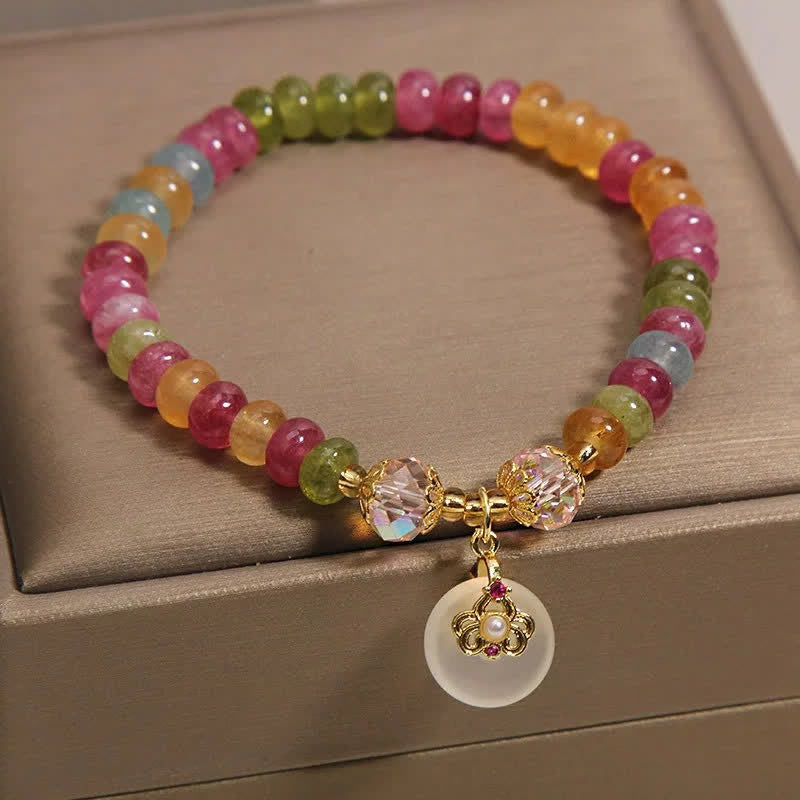 Positive and Wisdom Natural Multicolor Tourmaline Chalcedony Bracelet
