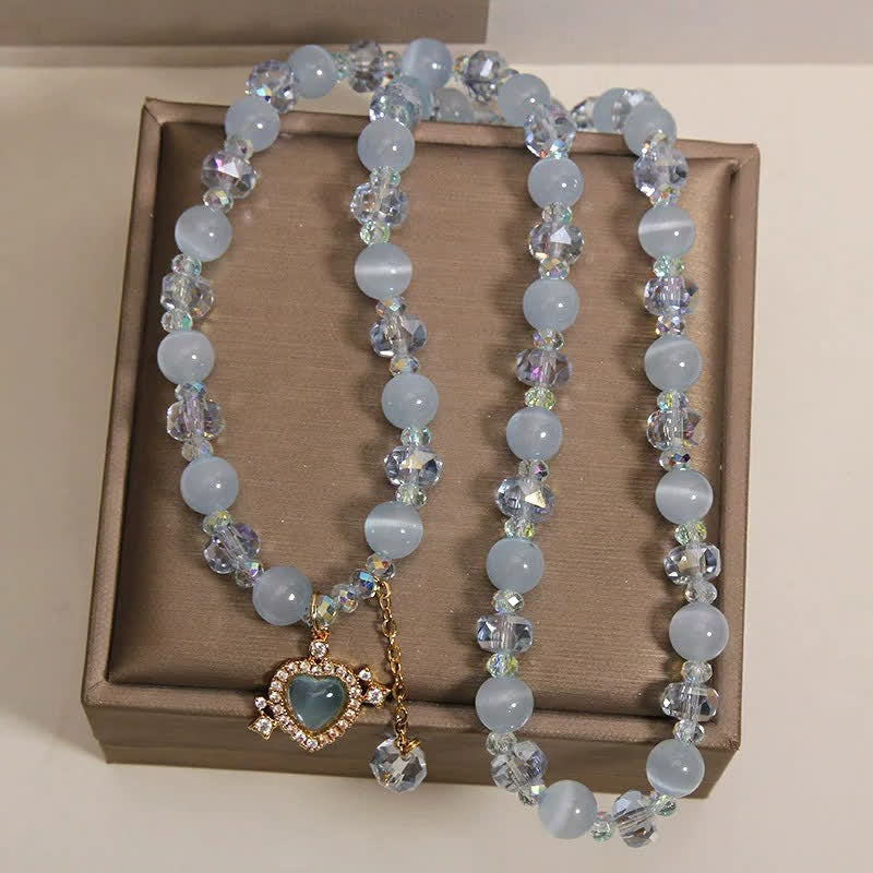 Nimara Ritual Blue Cat's Eye Heart Triple Wrap Confidence Bracelet
