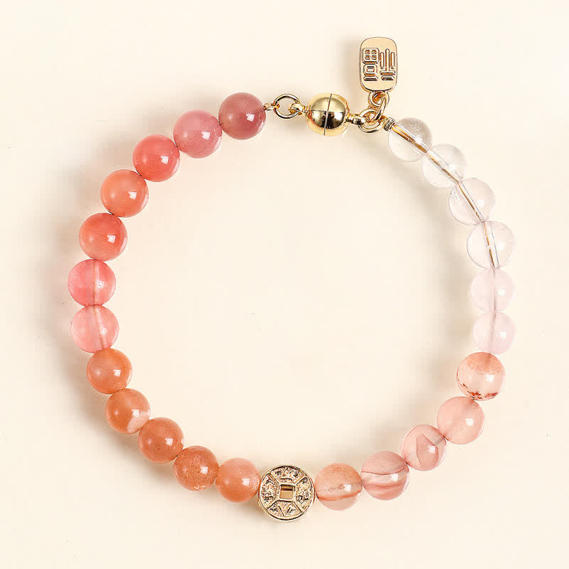 Nimara Ritual Tiger Eye Natural Stone Fu Character Copper Coins Happiness Bracelet