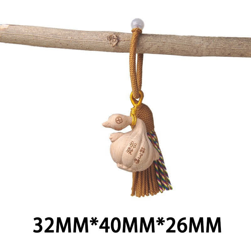 Nimara Ritual Hand-Carved Light Wood Lucky Cat Tassel Grounding Keychains