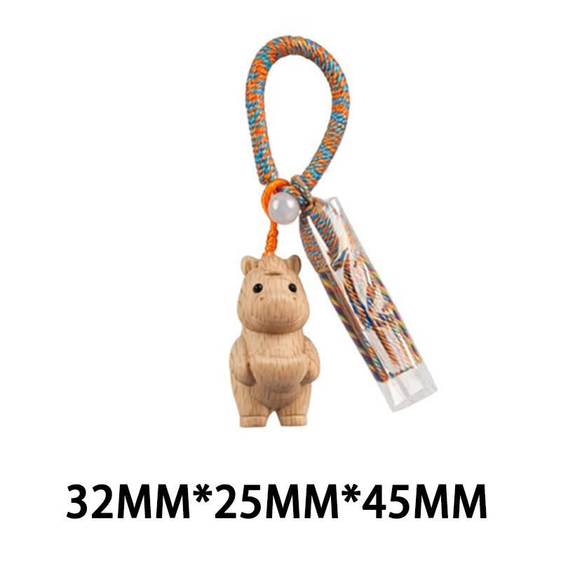 Nimara Ritual Hand-Carved Light Wood Lucky Cat Tassel Grounding Keychains