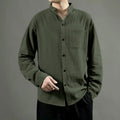 Nimara Ritual Men's Long Sleeve Shirt With Pocket Stand Collar Comfort Shirt