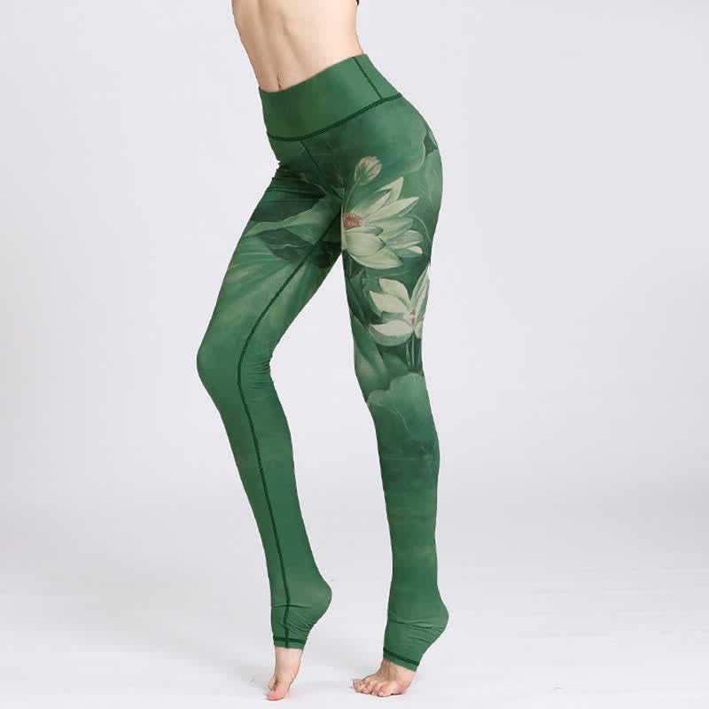 Nimara Ritual Lotus Flower Print Design Pants Sports Fitness Yoga Leggings Women's Yoga Pants