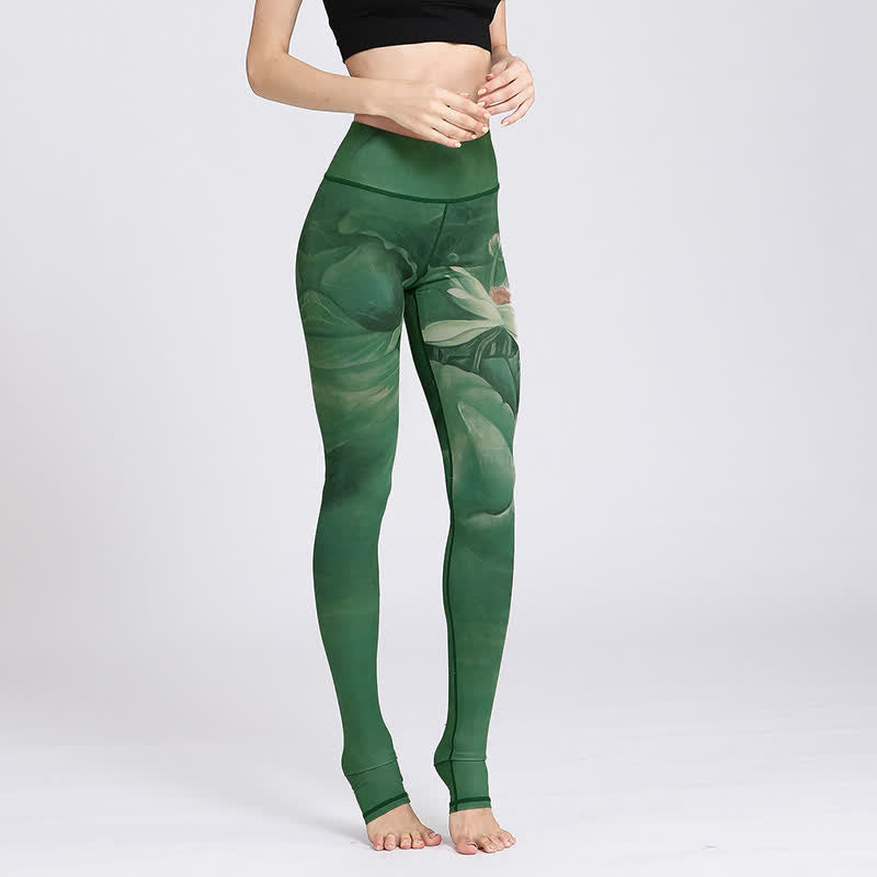 Nimara Ritual Lotus Flower Print Design Pants Sports Fitness Yoga Leggings Women's Yoga Pants