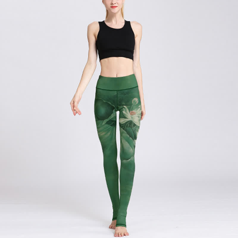Nimara Ritual Lotus Flower Print Design Pants Sports Fitness Yoga Leggings Women's Yoga Pants
