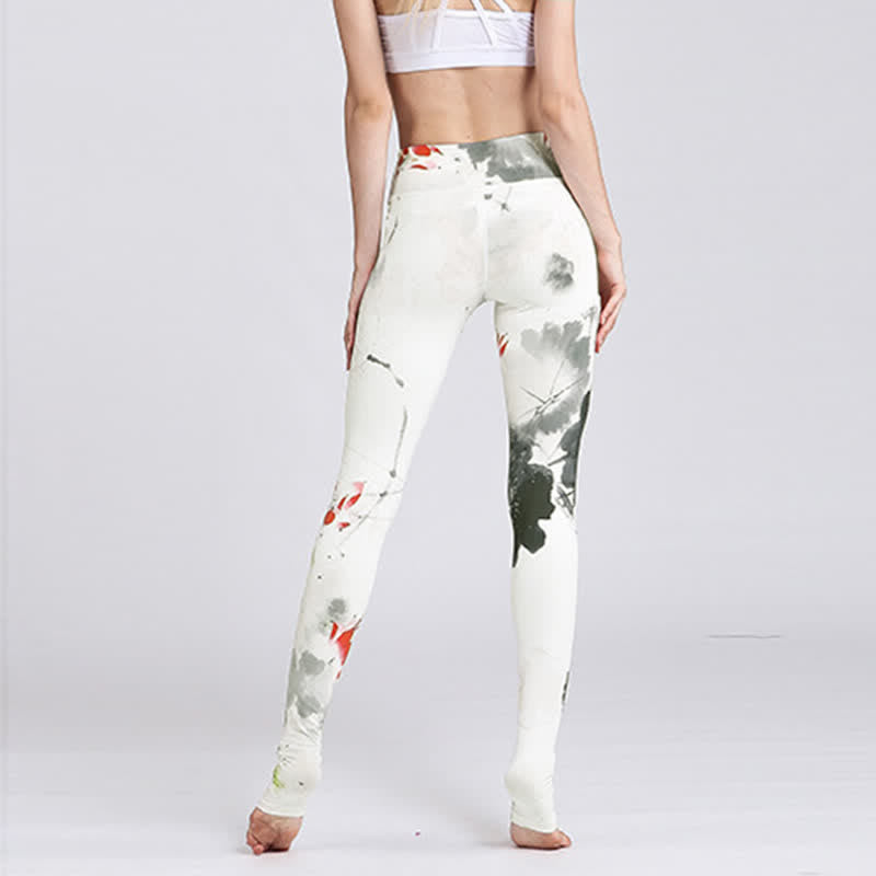 Nimara Ritual Lotus Flower Print Design Pants Sports Fitness Yoga Leggings Women's Yoga Pants