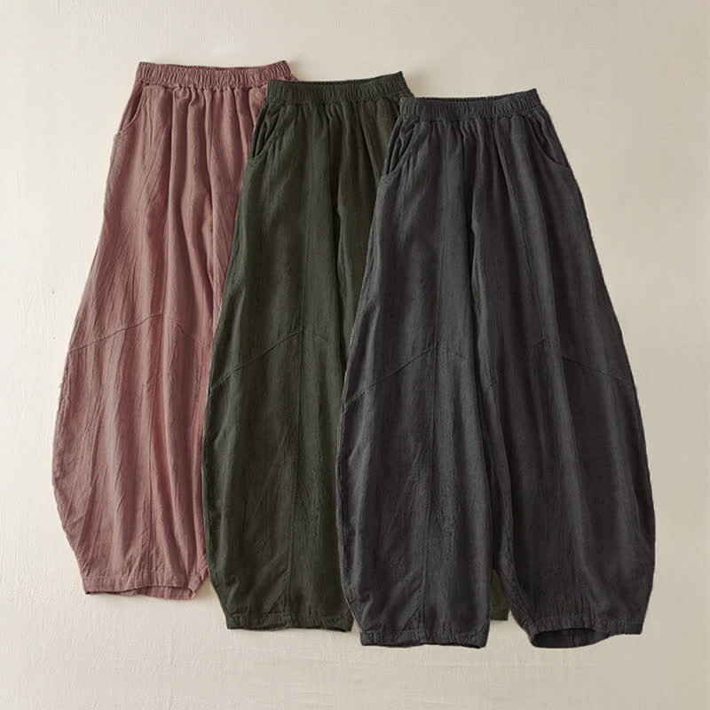 Nimara Ritual Casual Loose Straight Leg 7-8 Length Cropped Pants Women's Harem Pants With Pockets