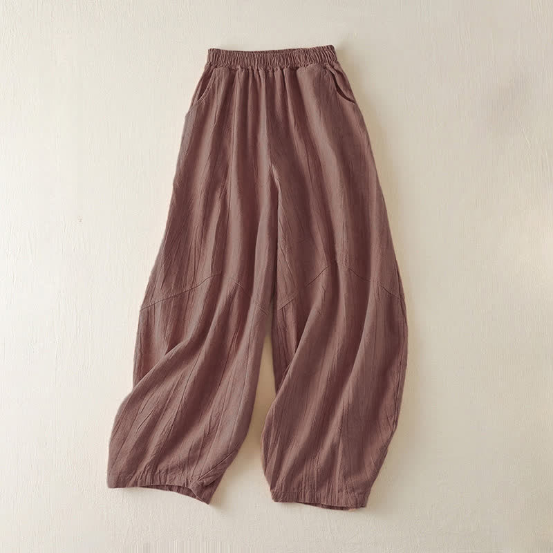 Nimara Ritual Casual Loose Straight Leg 7-8 Length Cropped Pants Women's Harem Pants With Pockets