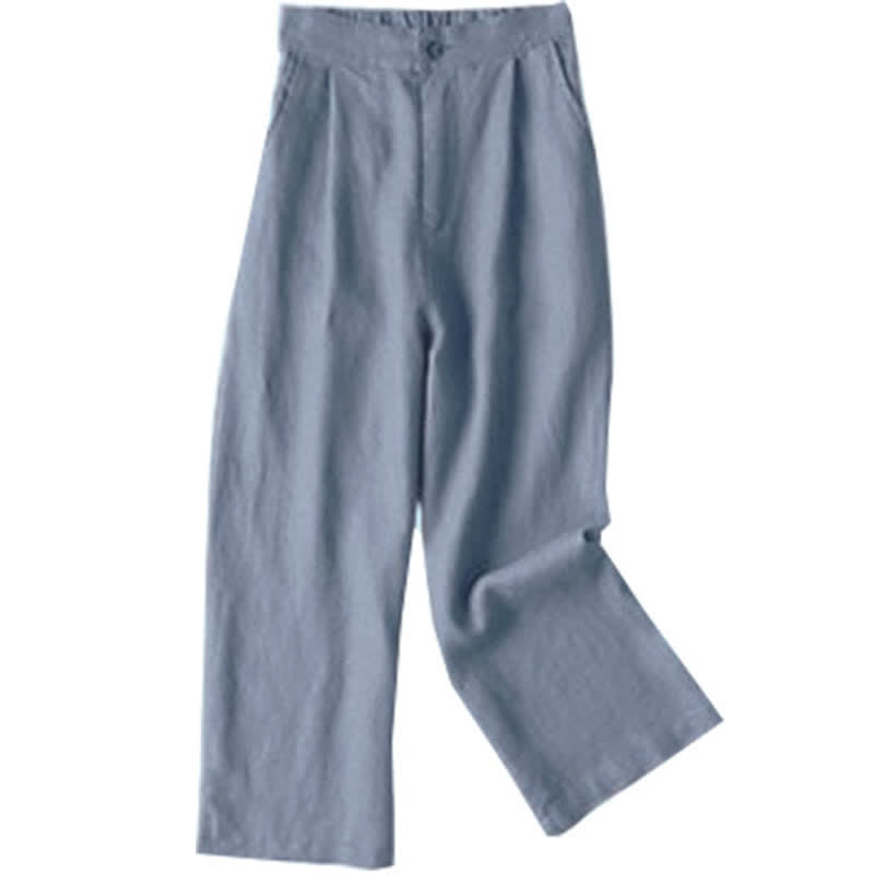 Nimara Ritual Commute Solid Color 7-8 Length Women's Wide Leg Pants With Pockets