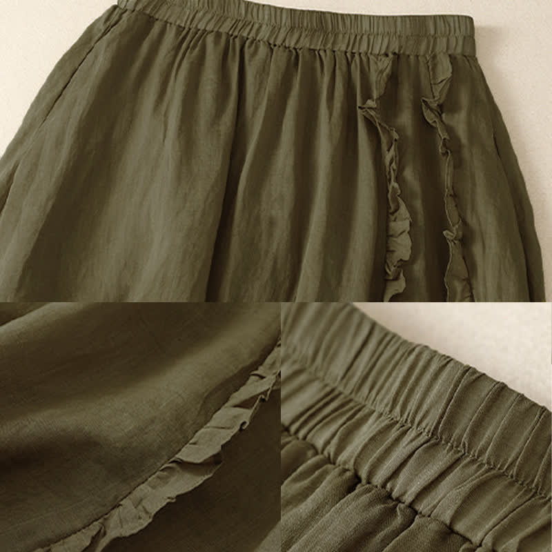 Nimara Ritual Summer Plain Ruffle Design Women's Skirt
