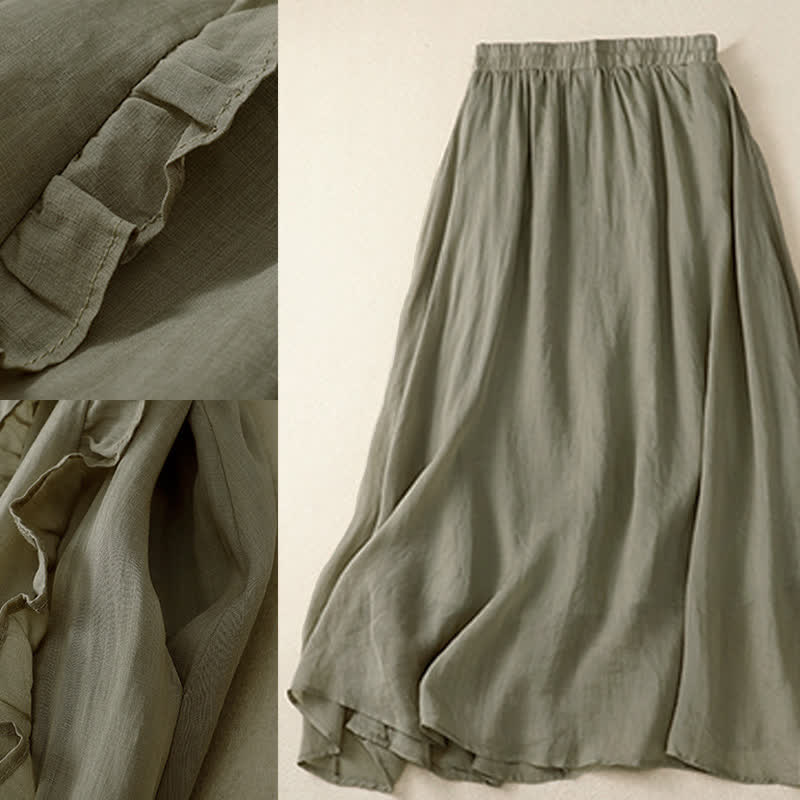 Nimara Ritual Summer Plain Ruffle Design Women's Skirt