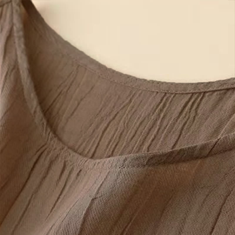Nimara Ritual Casual Plain Handmade Drawstring Waist Midi Dress Sleeveless Dress With Pockets
