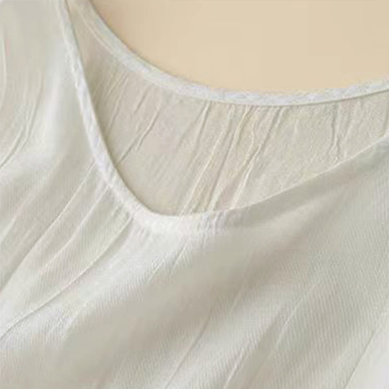 Nimara Ritual Casual Plain Handmade Drawstring Waist Midi Dress Sleeveless Dress With Pockets