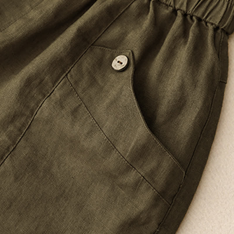 Nimara Ritual Summer Casual Buttons Plain Women's Shorts With Pockets