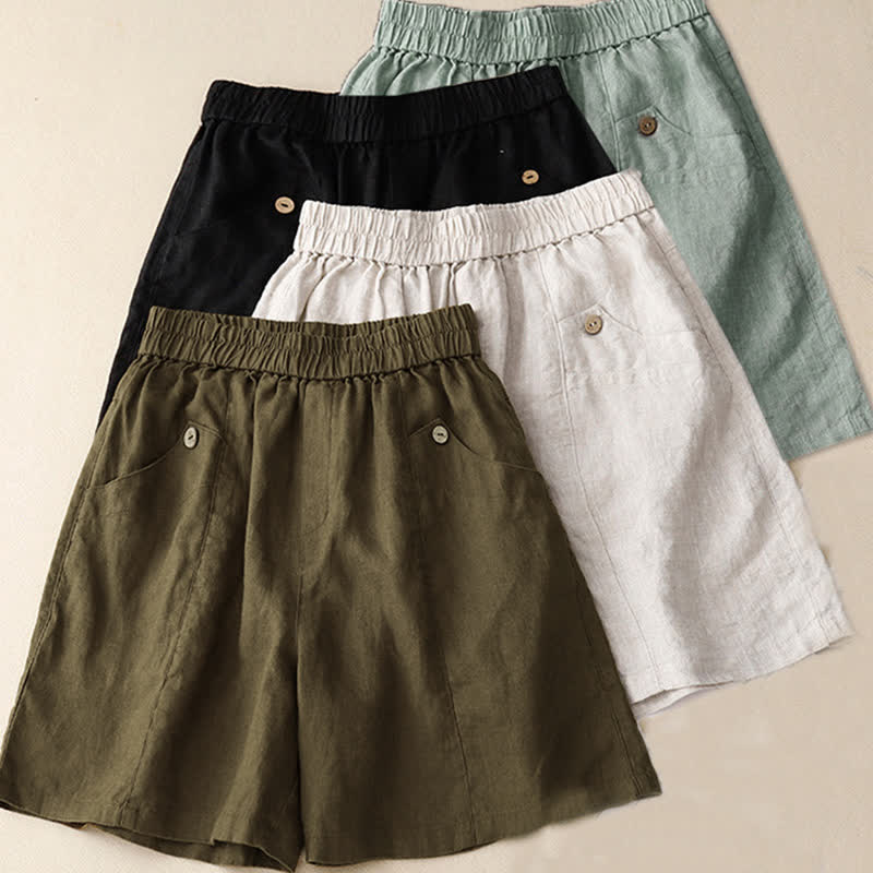 Nimara Ritual Summer Casual Buttons Plain Women's Shorts With Pockets