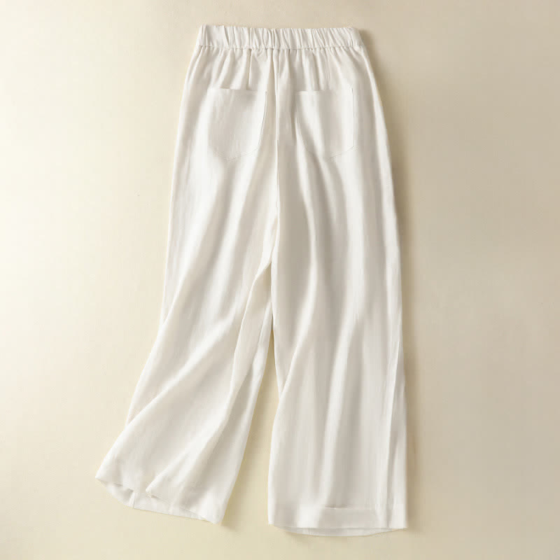 Nimara Ritual Summer Casual Minimalist Button-Up Zipper Solid Ankle Pants Women's Wide Leg Pants With Pockets