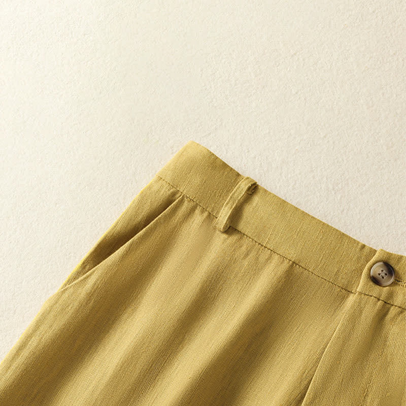Nimara Ritual Summer Casual Minimalist Button-Up Zipper Solid Ankle Pants Women's Wide Leg Pants With Pockets