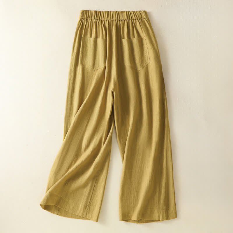 Nimara Ritual Summer Casual Minimalist Button-Up Zipper Solid Ankle Pants Women's Wide Leg Pants With Pockets