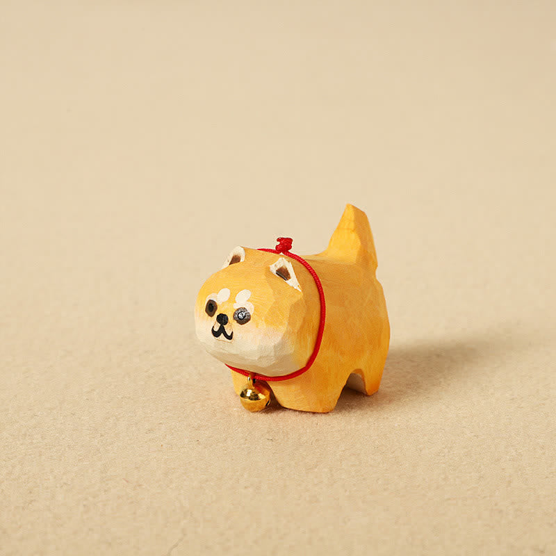 Nimara Ritual Hand Carved Natural Wood Cute Dog Keychain Cute Animal Decor