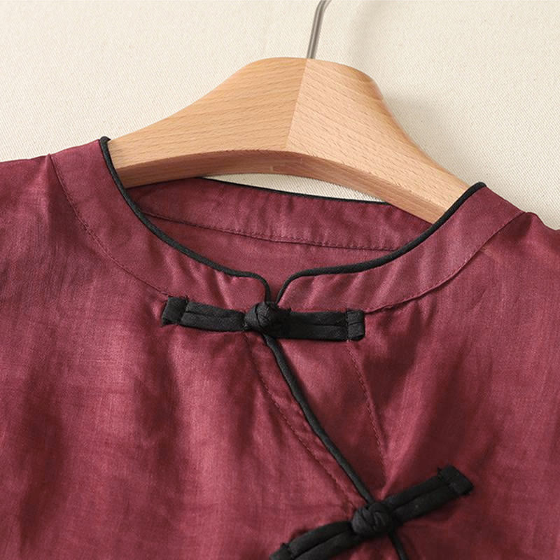 Nimara Ritual Summer Tang Style Casual Frog Button Solid Tank Top Women's Sleeveless Shirts