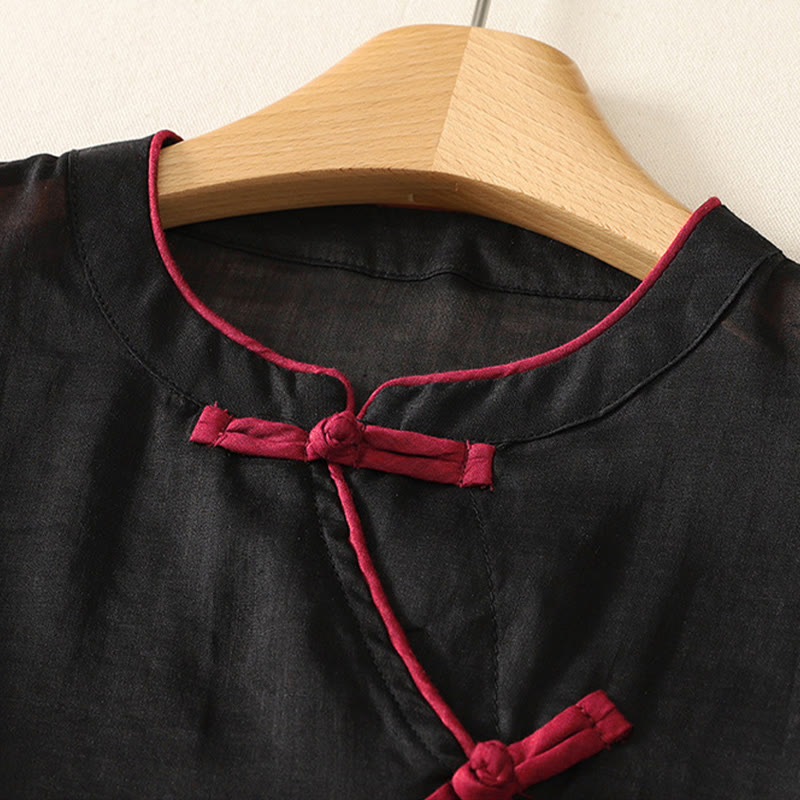 Nimara Ritual Summer Tang Style Casual Frog Button Solid Tank Top Women's Sleeveless Shirts