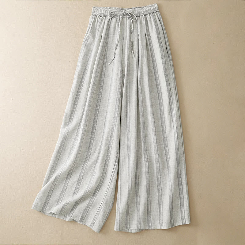 Nimara Ritual Summer Casual Minimalist Drawstring Striped Long Pants Women's Wide Leg Pants With Pocket