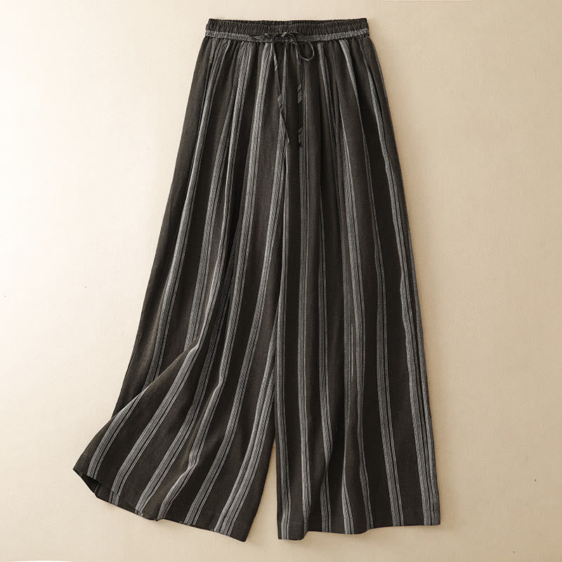 Nimara Ritual Summer Casual Minimalist Drawstring Striped Long Pants Women's Wide Leg Pants With Pocket